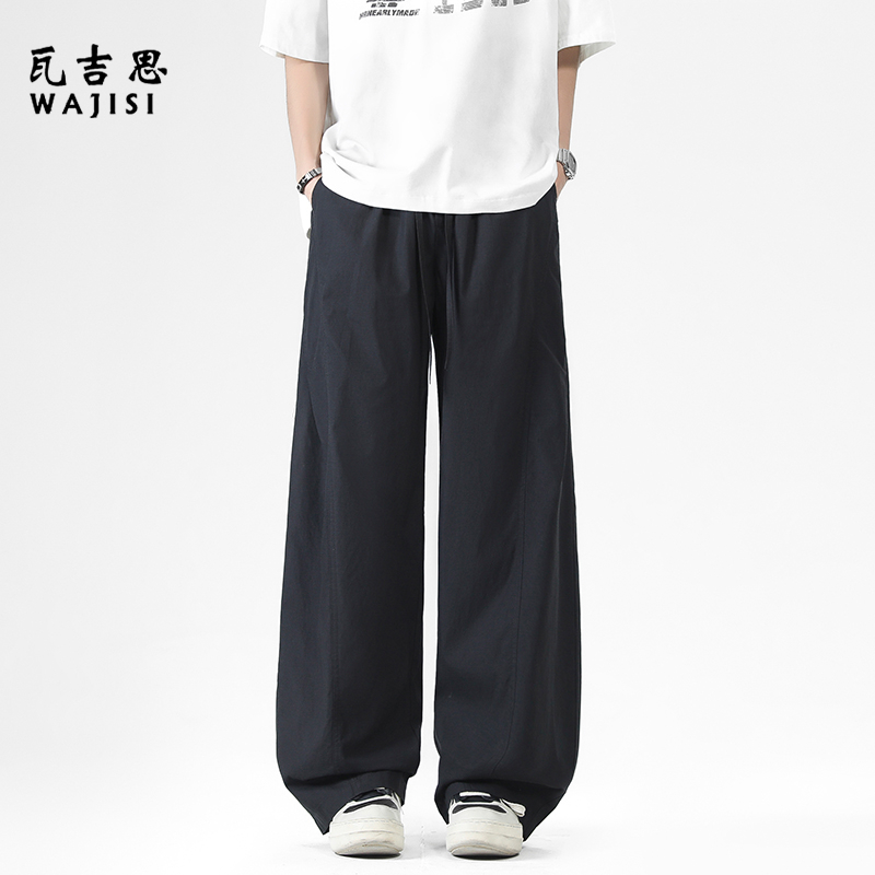 13414502.天丝棉莱赛尔休闲裤男夏季薄款舒适新款冰丝宽松直筒阔腿长裤