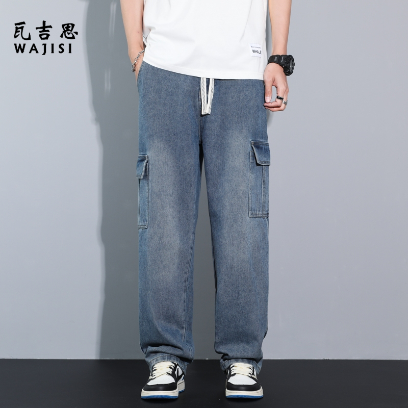 13414541.工装牛仔裤男生夏季薄款运动休闲长裤新款直筒宽松阔腿裤子男