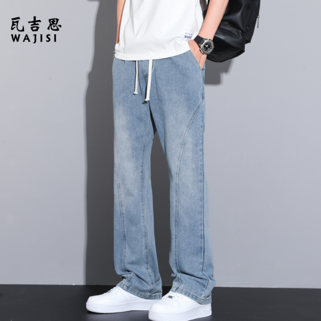 13414579.新款牛仔裤男春秋季新款复古宽松直筒休闲裤美式潮牌弯刀裤子