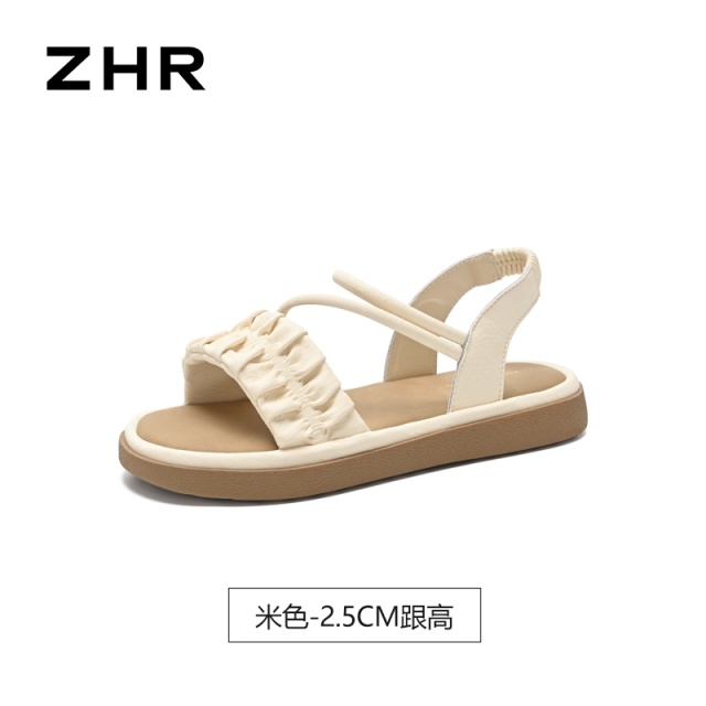13411281.【ZHR则则】平底凉鞋露趾套脚平底女鞋[PU]