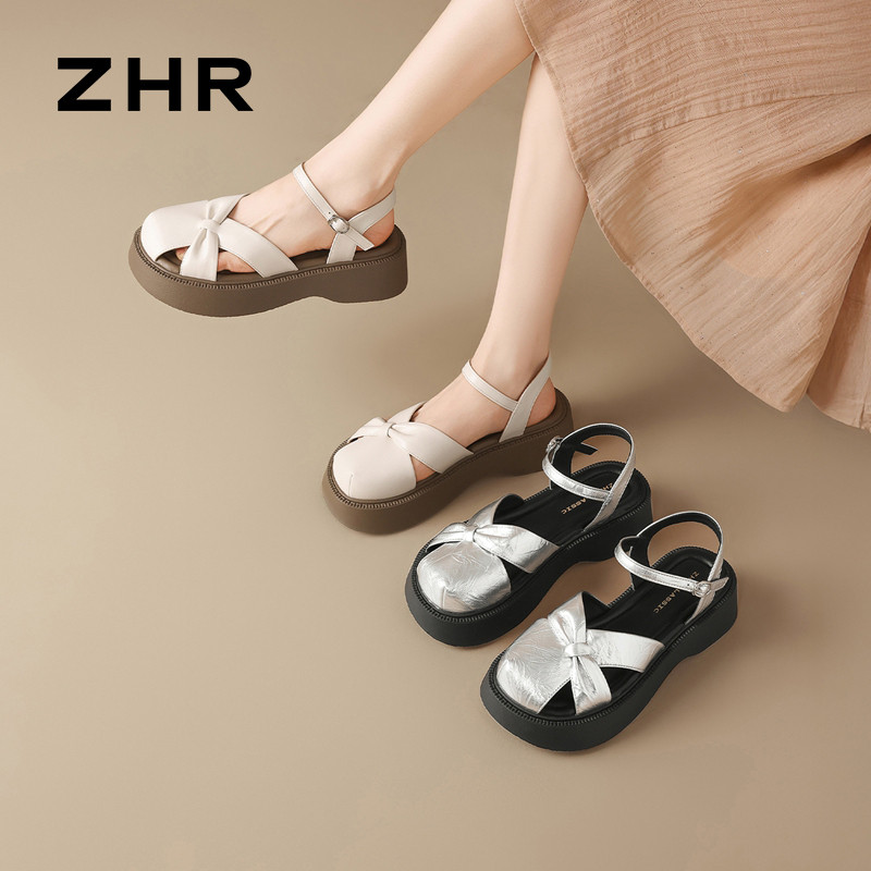 13411290.【ZHR则则】后空凉鞋半包头厚底女鞋[PU]