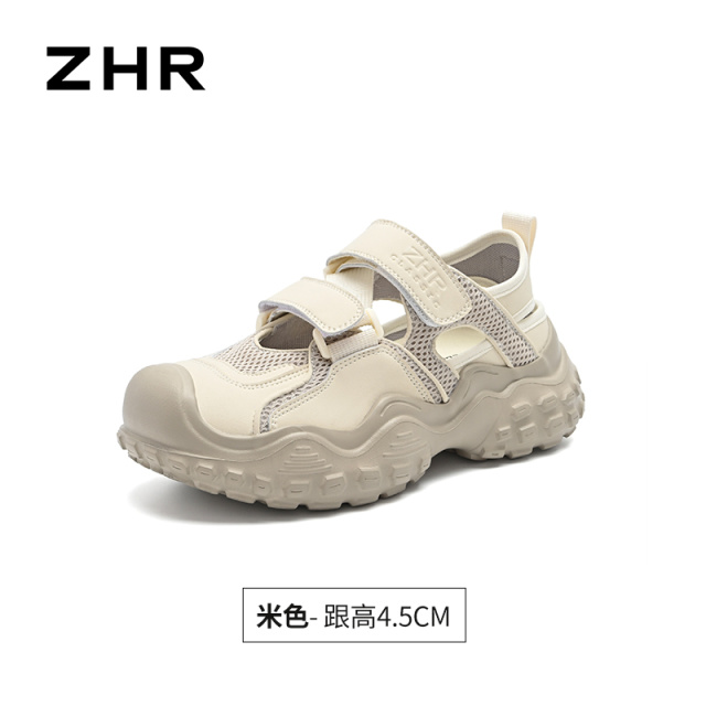 13411253.【ZHR则则】户外休闲鞋圆头厚底女鞋[PU+网布]