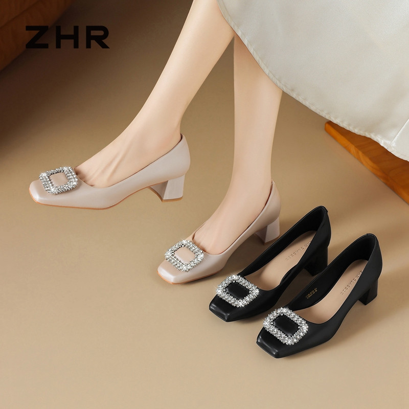 13680146.【ZHR则则】粗跟浅口方头粗跟女鞋[PU]