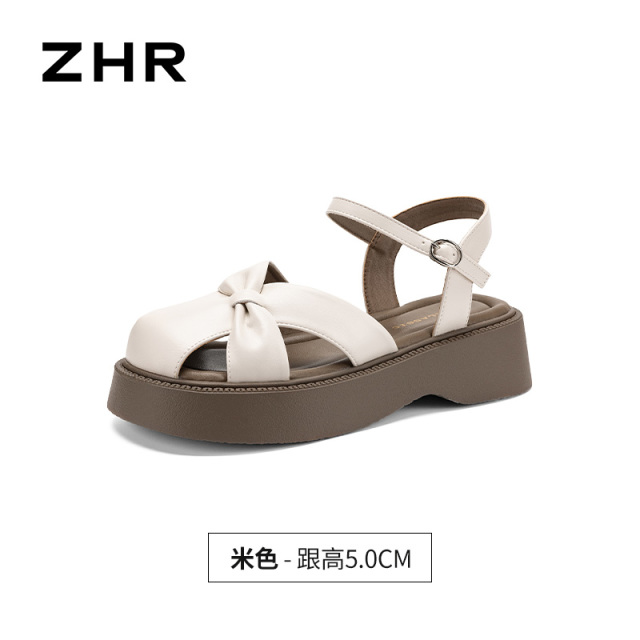 13411290.【ZHR则则】后空凉鞋半包头厚底女鞋[PU]