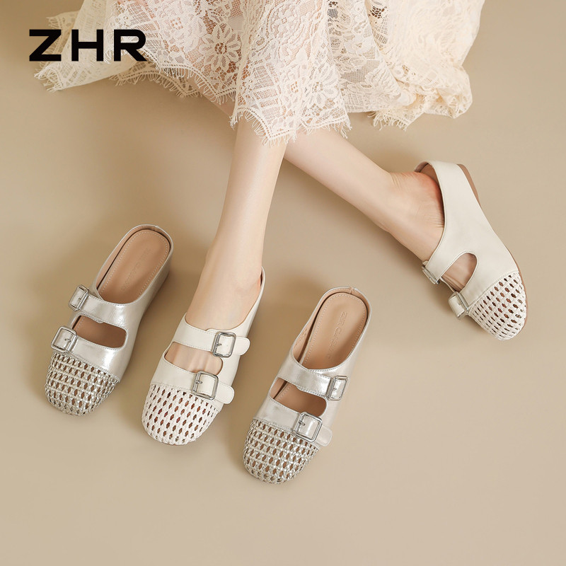 13411262.【ZHR则则】穆勒拖鞋圆头套脚厚底女鞋[PU]