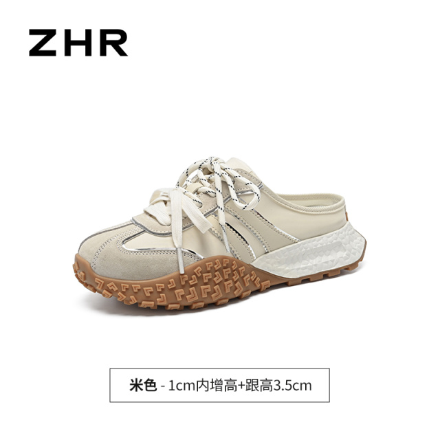 13411293.【ZHR则则】包头拖圆头系带厚底女鞋[猪巴戈+雨伞布+PU]
