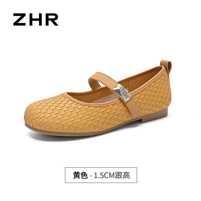 13411284.【ZHR则则】平底玛丽珍鞋圆头魔术贴平底女鞋[羊皮软垫]