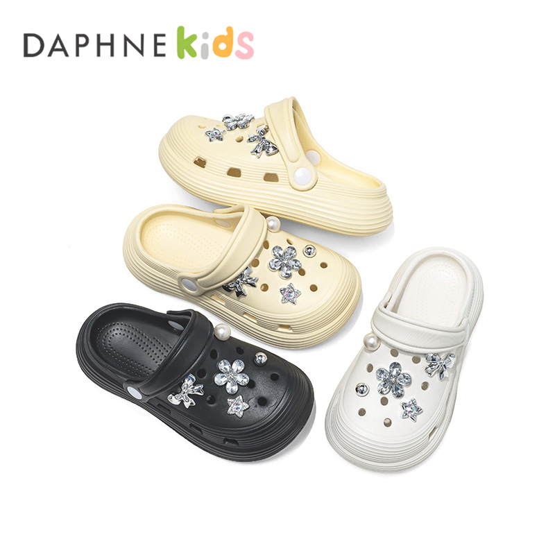13415843.DAPHNE Kids达芙妮童鞋洞洞鞋女款2026新款夏季外穿厚底EVA防滑凉鞋包头拖鞋