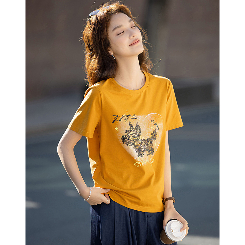 13414881.【呼吸感随身】夏季简约风亮片印花刺绣亲肤棉氨显瘦t恤女高级感