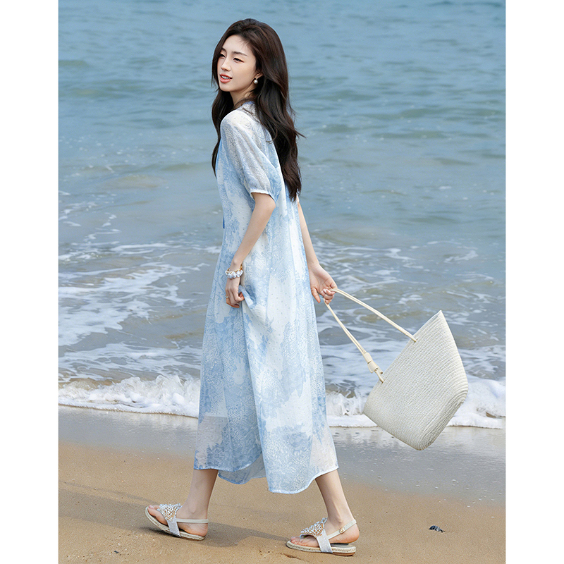 13414893.【飘逸莱赛尔】夏季浪漫度假风流苏飘带含吊带A字显瘦女式连衣裙