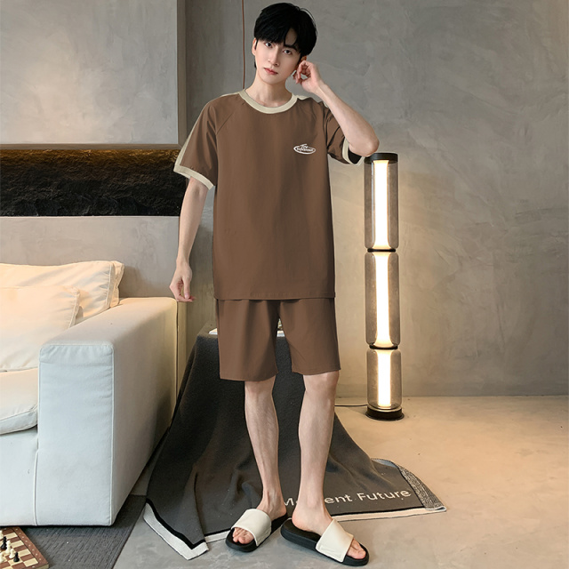 13418676.雅鹿男士纯棉睡衣夏季短袖短裤年新款可外穿休闲家居服套装QH2565
