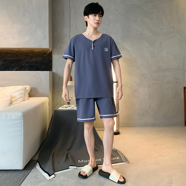 13418680.雅鹿男士纯棉睡衣2026年新款夏季短袖短裤家居服套装100%全棉休闲薄款可外穿宽松透气柔软亲肤舒适居家两件套