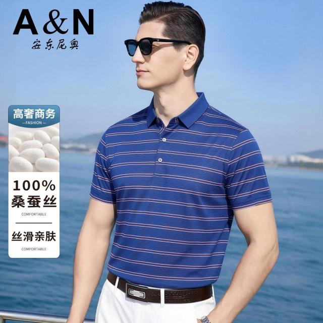 13424990.【100%桑蚕丝】轻奢商务真丝POLO衫男短袖中年翻领T恤