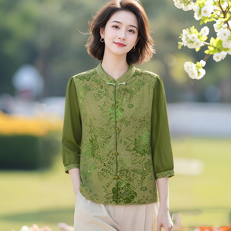 13427256.妈妈装印花中袖时尚衬衫Q5DBJ759