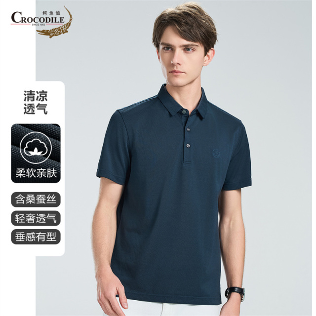 13431149.专柜断码夏季含桑蚕丝商务休闲翻领短袖男式Polo衫男