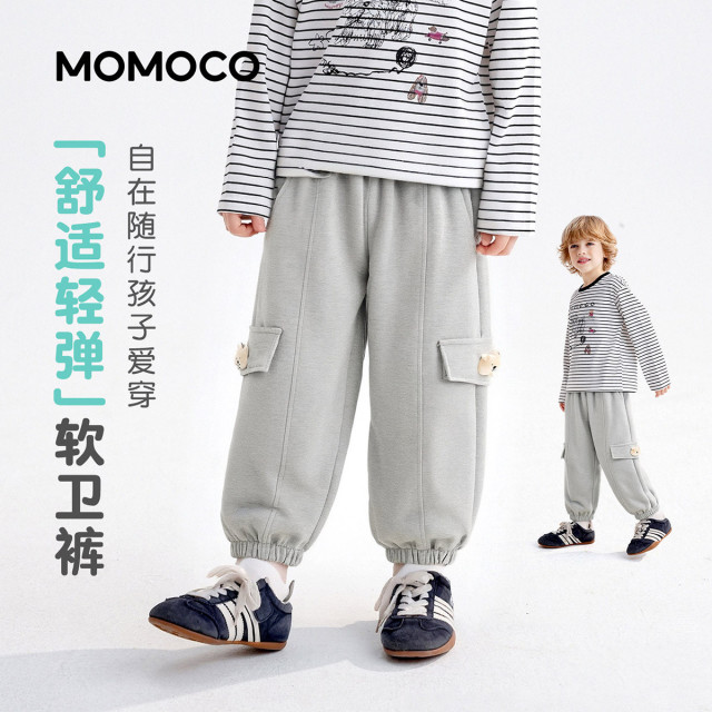 13431487.男童时尚针织裤2026春季新品中大童简约百搭潮酷卡通童趣长裤78130358010