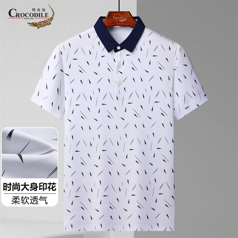 13432591.专柜断码【棉涤混纺】夏季时尚大身印花翻领T恤polo衫男