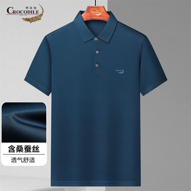 13432611.专柜断码【含桑蚕丝】夏季透气商务翻领短袖polo衫男