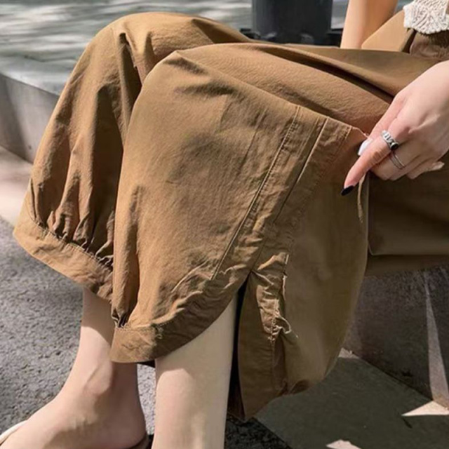 13460916.初云紫衣春夏装 女百搭冰丝灯笼阔腿裤高腰休闲九分萝卜裤休闲裤子0745