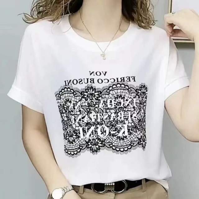 13460908.初云紫衣春夏装 女韩版百搭印花时尚T恤圆领宽松显瘦短袖上衣0245