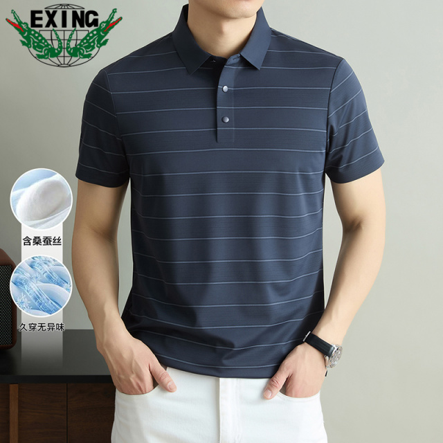 13440952.【含桑蚕丝】EXING男士时尚休闲POLO衫2605