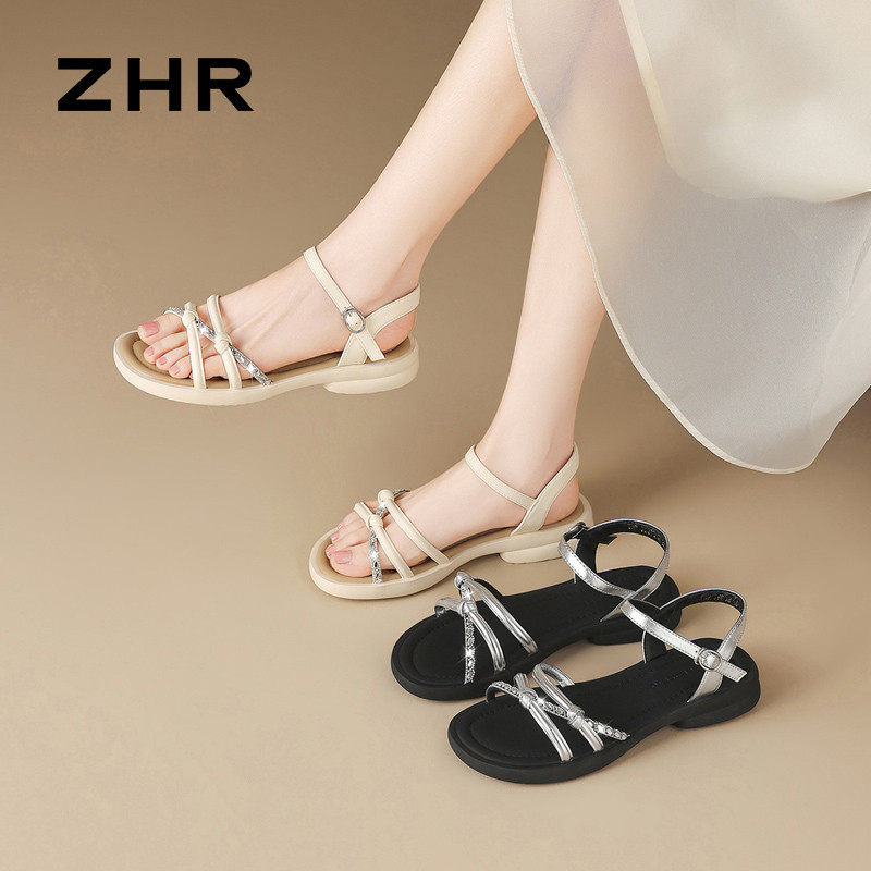 13439270.【ZHR则则】平底凉鞋圆头搭扣平底女鞋[PU]