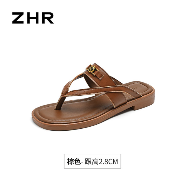 13439291.【ZHR则则】平底拖鞋夹趾套脚平底女鞋[PU]