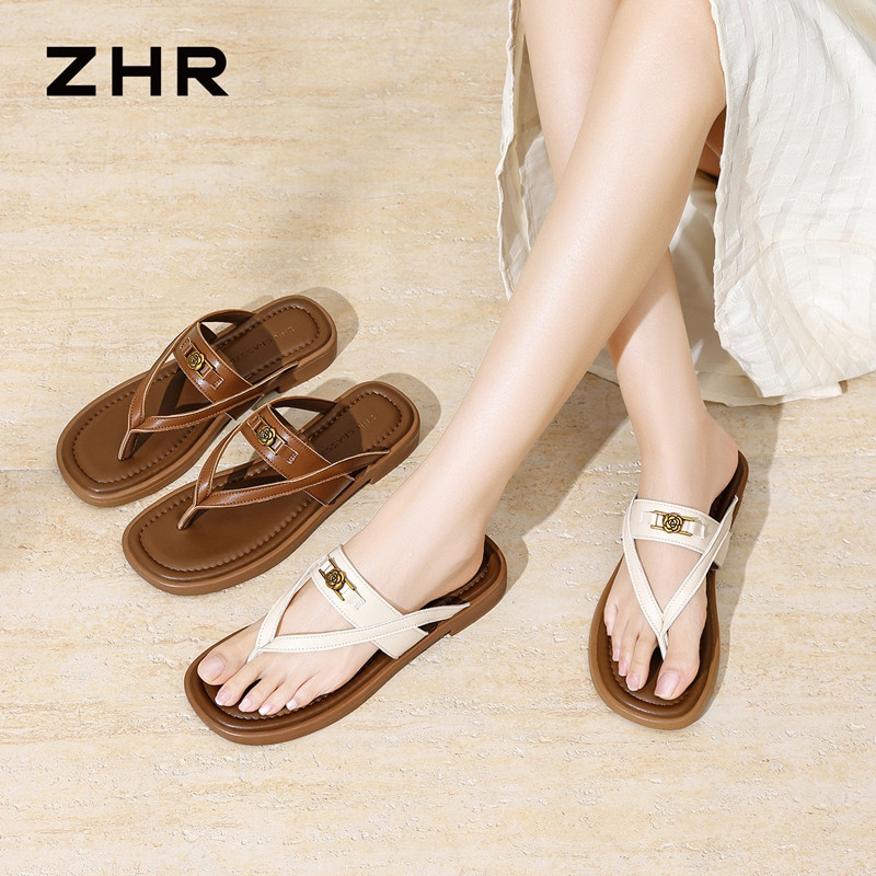 13439291.【ZHR则则】平底拖鞋夹趾套脚平底女鞋[PU]