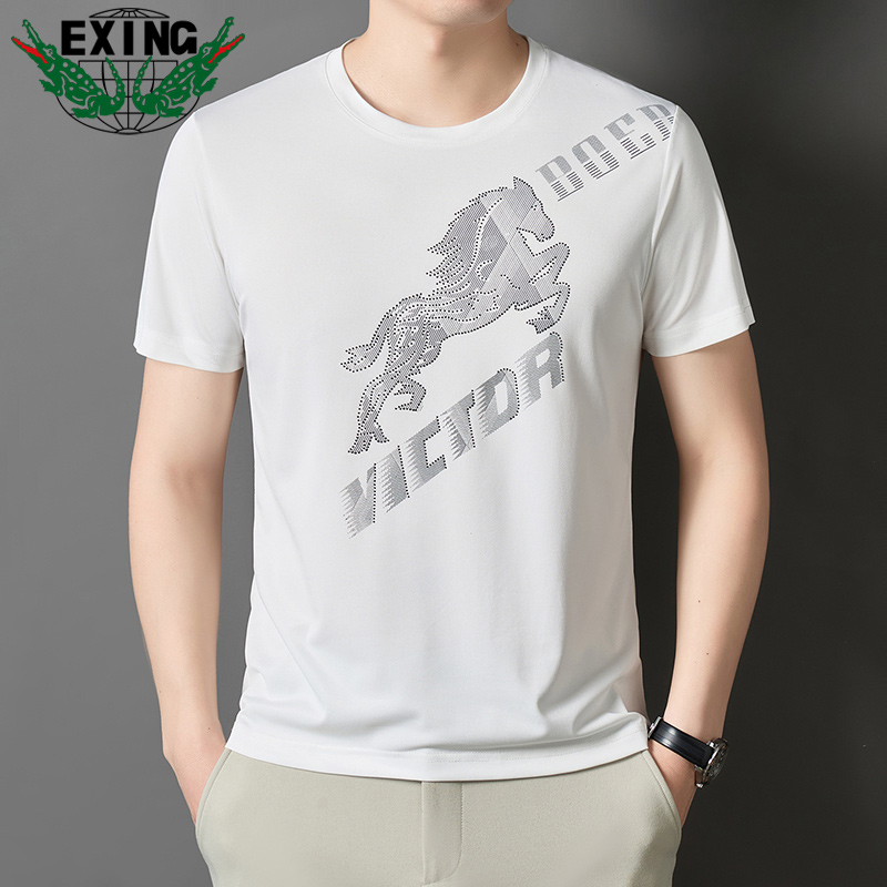 13441041.EXING男士时尚休闲短袖印花圆领T恤