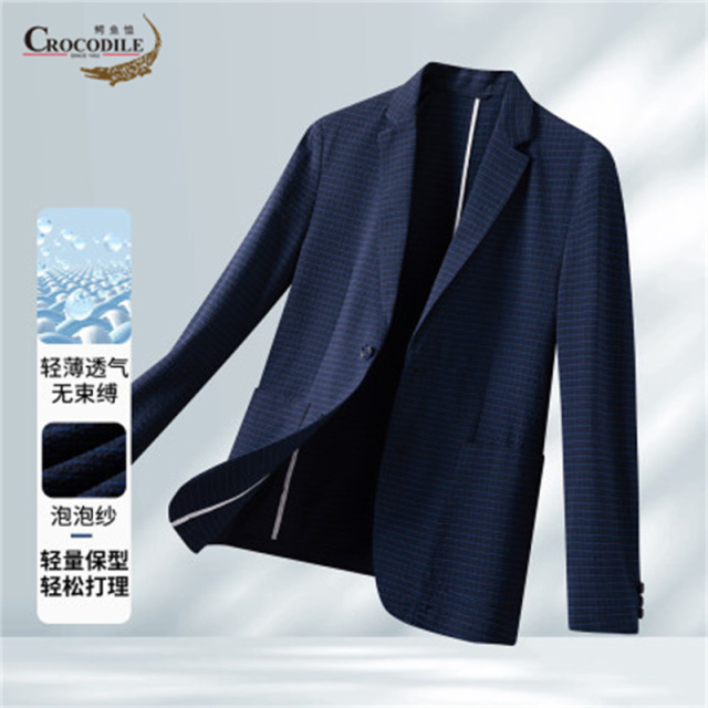 13440487.鳄鱼恤时尚泡泡纱夏季百搭通勤男式西服男