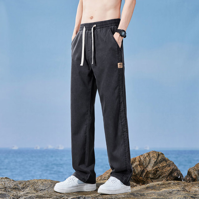 13437437.天丝牛仔裤男士2026夏季薄款浅色直筒宽松冰丝莱赛尔休闲运动裤子