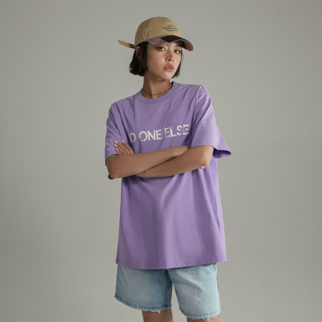 13439560.磨破短袖T恤男女同款夏季字母印花宽松上衣