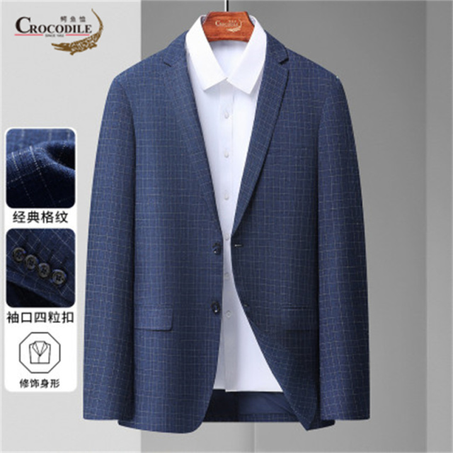 13440423.鳄鱼恤经典格纹春夏百搭通勤男式西服男
