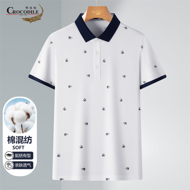 13440416.鳄鱼恤舒适棉质夏季休闲柔软透气男式短袖polo衫男