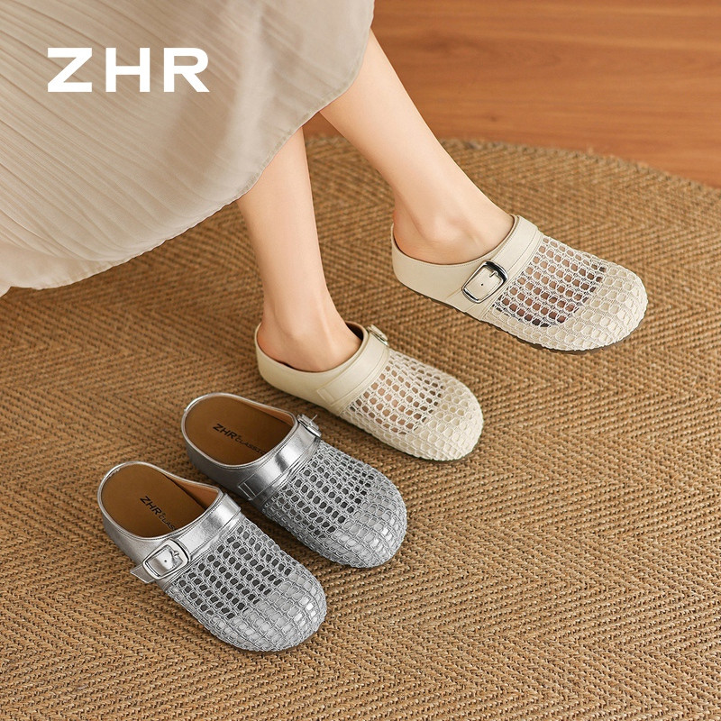 13439289.【ZHR则则】包头拖圆头套脚厚底女鞋[PU+网布]