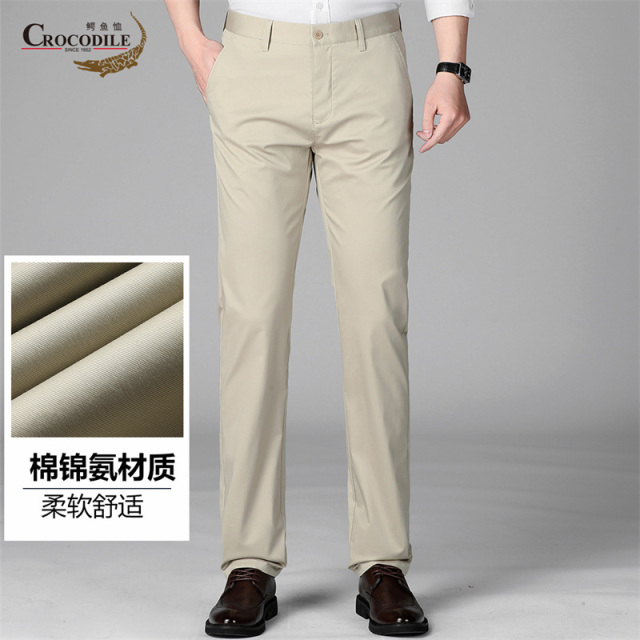 13440517.鳄鱼恤春夏商务休闲棉锦氨混纺手感柔软舒适休闲裤男