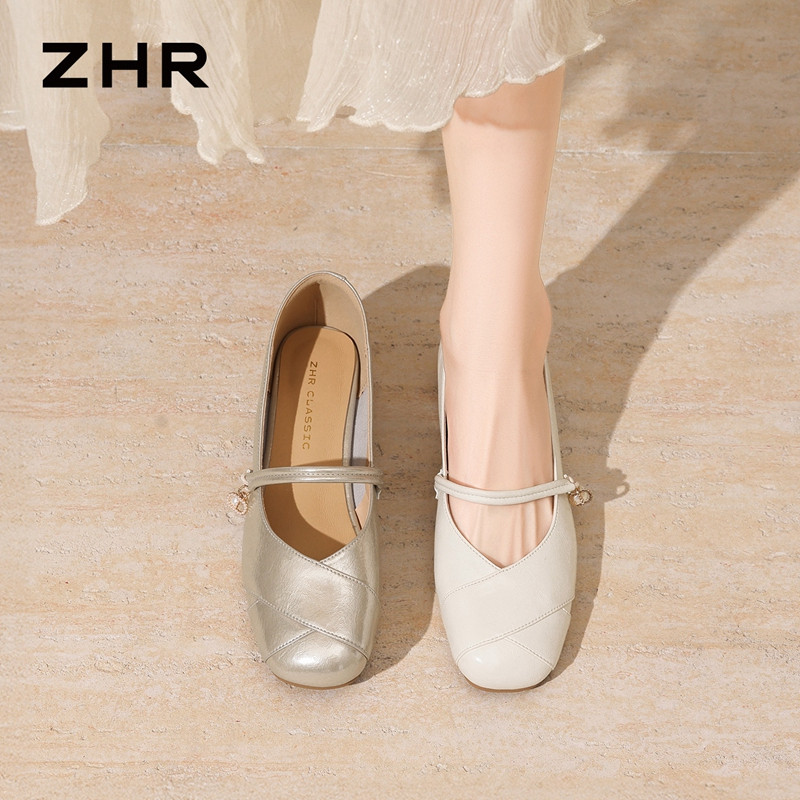 13439262.【ZHR则则】粗跟玛丽珍鞋圆头套脚粗跟女鞋[羊皮软垫]