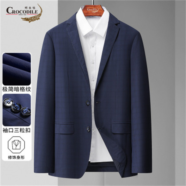 13440441.鳄鱼恤极简暗格纹春夏商务休闲男式西服男