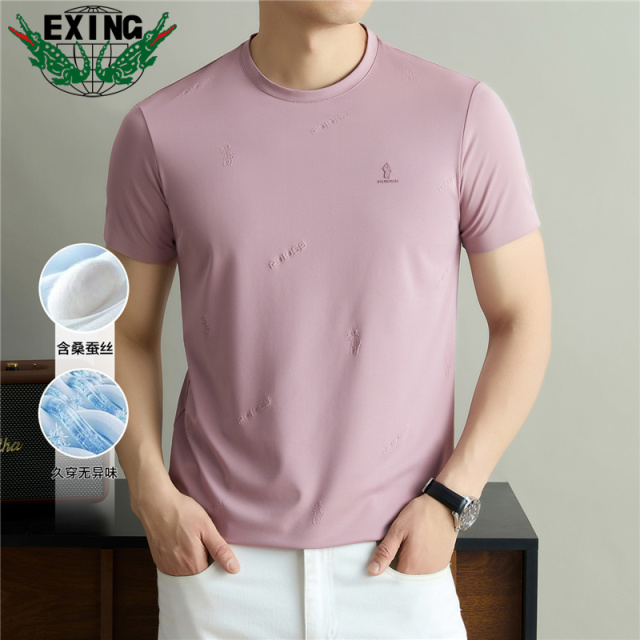 13440949.【含桑蚕丝】EXING男士时尚休闲短袖圆领T恤