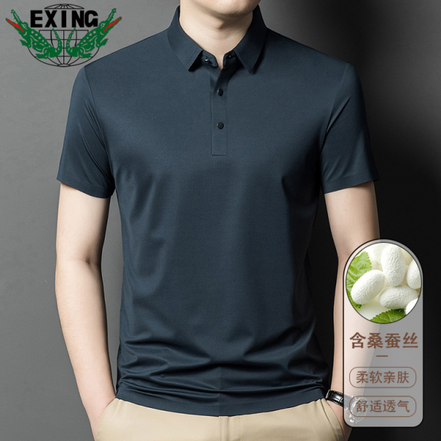 13440951.【含桑蚕丝】EXING男士时尚休闲POLO衫2607