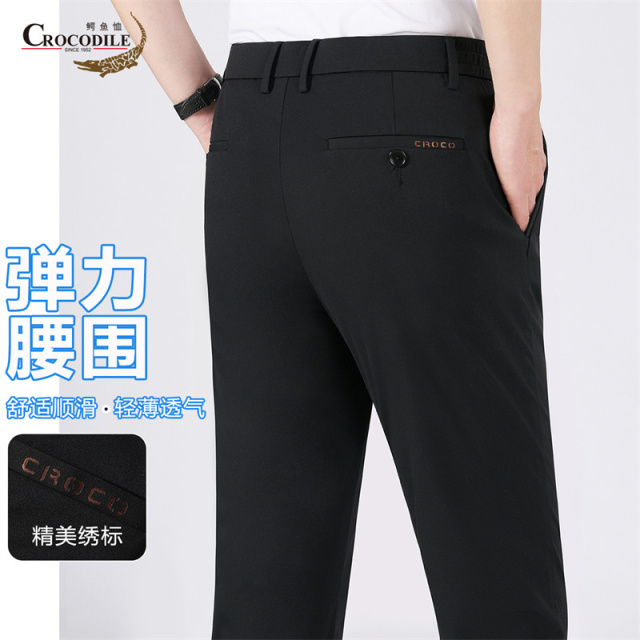 13439718.鳄鱼恤弹力腰围夏季轻薄舒适男式休闲裤男