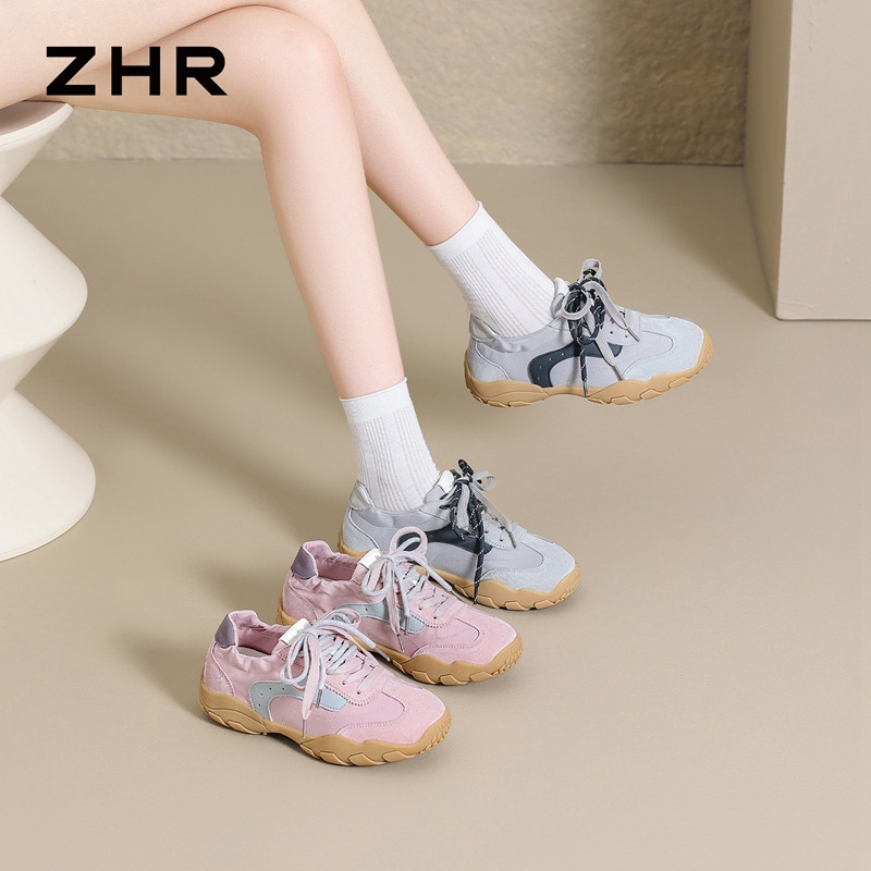 13439241.【ZHR则则】阿甘鞋圆头系带厚底女鞋[头层猪皮+雨伞布+PU]