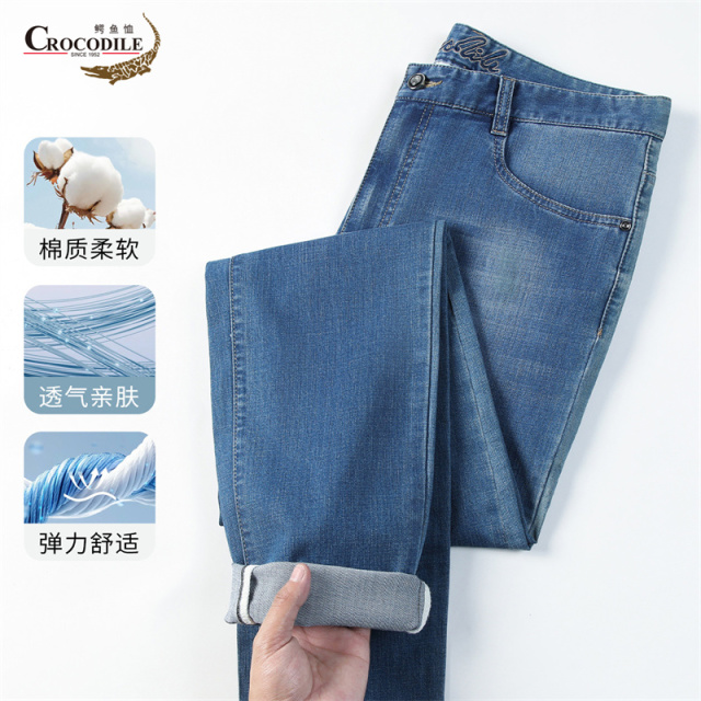 13442589.鳄鱼恤体感舒适百搭春夏休闲时尚水洗男式牛仔裤男