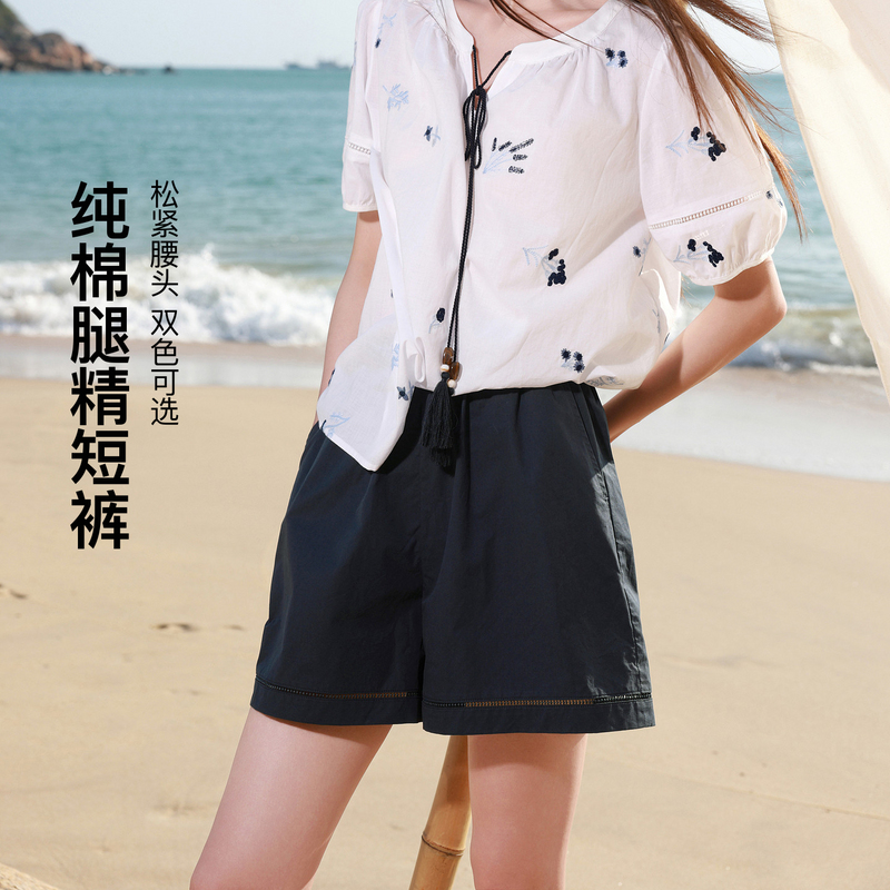 13445274.纯棉腿精短裤~三彩若潮大码女装2026夏季新款高腰显瘦微胖MM