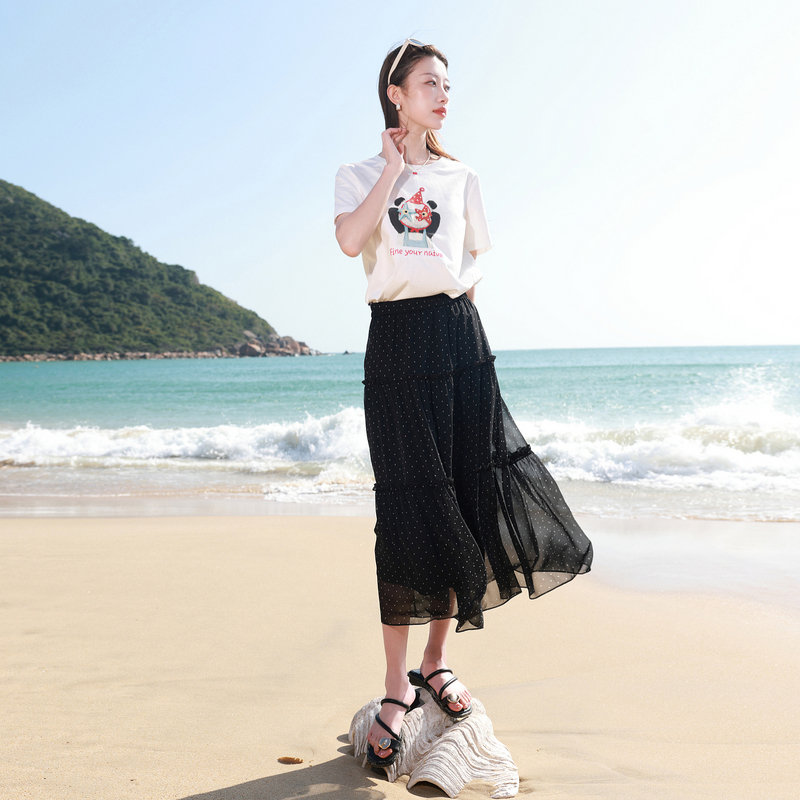 13445338.三彩若潮大码女装2026夏季新款高腰A字半身裙长裙遮肉波点微胖MM
