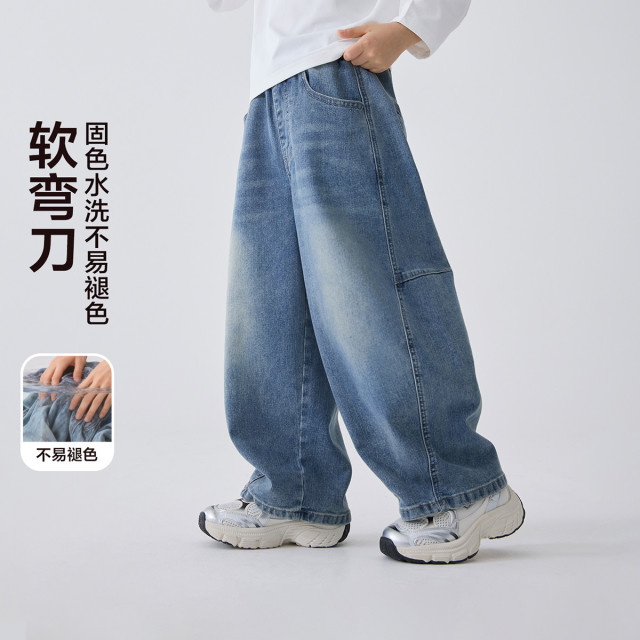13692469.【软糯弯刀裤】春季男童牛仔裤中大童直筒裤儿童酷帅休闲裤子童装