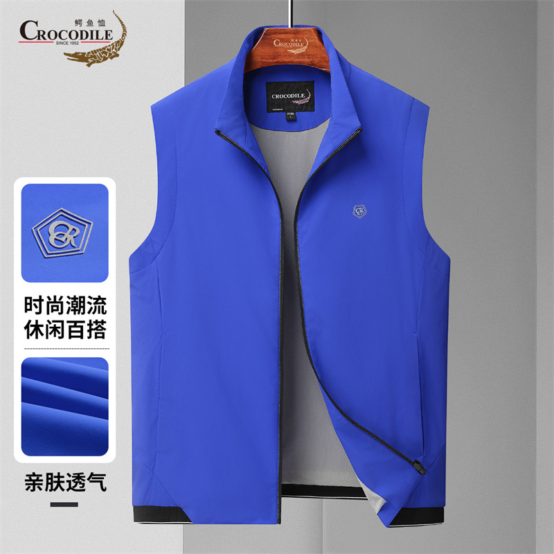 13443417.鳄鱼恤简约立领春夏户外休闲潮流背心男式马甲男
