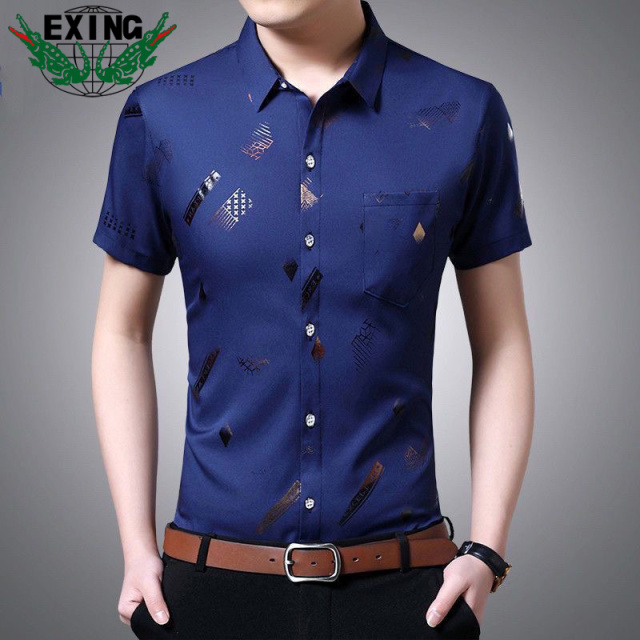 13442498.EXING男士时尚休闲短袖衬衫2026