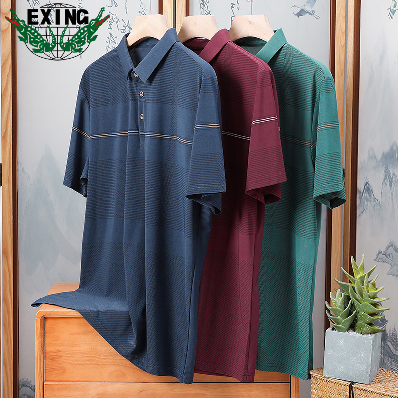 13442496.EXING男士时尚休闲条纹POLO衫618DX