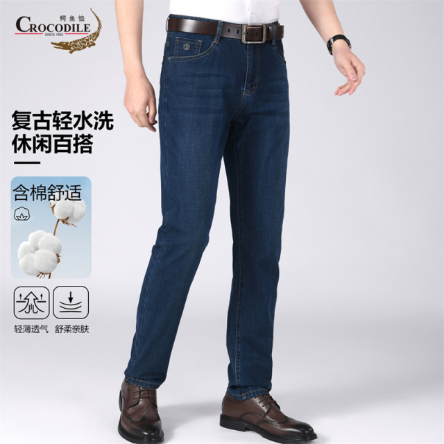 13442661.鳄鱼恤棉感舒适春夏优雅休闲百搭男式牛仔裤男